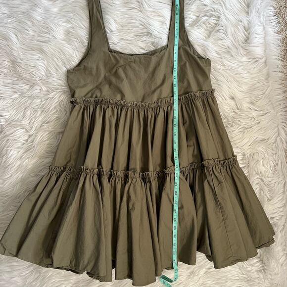 Mable Tiered Ruffle Sleeveless Mini Dress In Dusty Sage - Picture 8 of 10